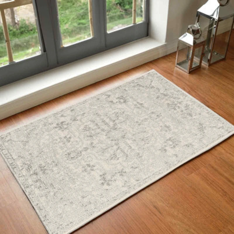 Image of Livabliss Vintage Oriental Boho Light Beige Lou Area Rug 60 X 90 Cm - Easy Care, Non Shedding, Ideal For Living Room & Bedroom