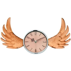 Image of Copper Winged Wall Clock with Glass Cover 39cm