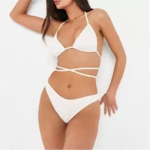 Image of Missguided Crinkle Triangle Bikini Top - Cream