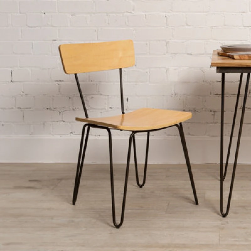 Image of Premier Housewares District Chair, Contemporary Wood Back Chair, Space- Saving Wooden Chair, Comfortable Living Room Chair Yellow