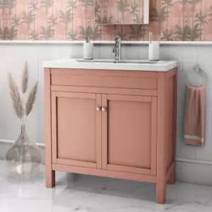 Image of 800mm Pink Freestanding Vanity Unit with Basin - Avebury