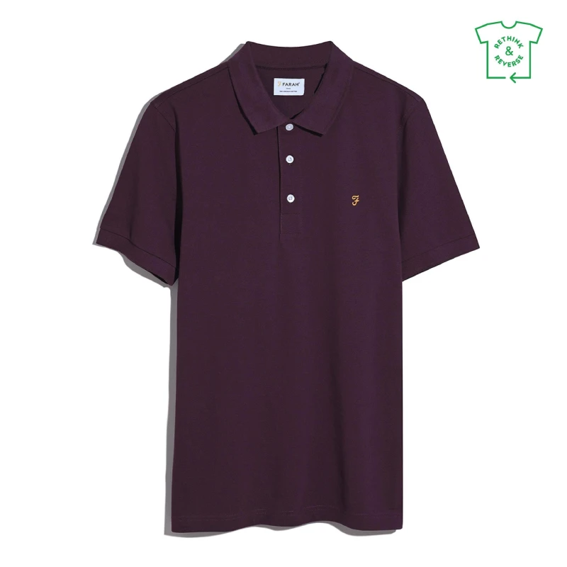 Image of Farah Short Sleeve Polo Shirt Burgundy 507 male Small