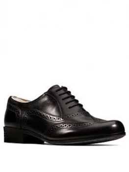 Image of Clarks Hamble Oak Leather Brogues - Black Leather, Size 6, Women