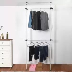Image of House of Home Telescopic Wardrobe Organiser Hanging Rail Clothes Rack Adjustable Storage Shelving