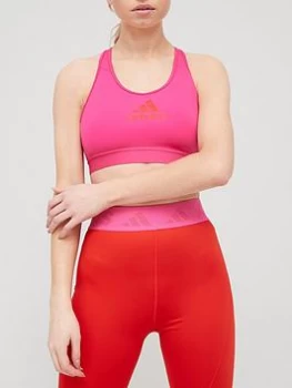 Image of adidas Medium Support Don't Rest Alphaskin Bra - Pink/Red, Pink/Red, Size S, Women