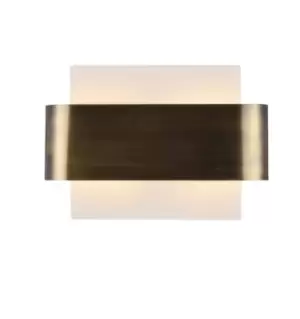 Image of Damo Flush Wall Light, 2 Light G9, White Base with Antique Brass Centre Band