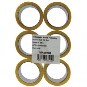 Image of Ambassador Yellow Polypropylene Tape 50mm x 66m Pack of 6 APPY-500066-LN