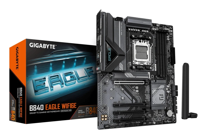Image of Gigabyte Gigabyte B840 EAGLE WIFI6E Motherboard - AMD Ryzen 9000 CPUs, 8+2+2 Phases VRM, up to 8200MHz DDR5(O.C), 2xPCIe 4.0 + 1xPCIe 3.0 M.2, WiFi 6