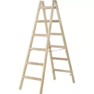 Image of Hymer 7141012 Timber Double Sided Step Ladder 2 x 6 Tread