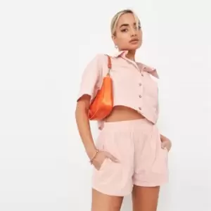 Image of Missguided Petite Linen Shorts - Orange