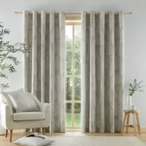 Image of Alder Trees 100% Cotton Lined Eyelet Curtains, Natural, 66 x 54" - Catherine Lansfield