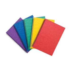 Image of Notebook A4 Side Wirebound 80gsm Ruled and Perforated 120pp Assorted Colours A Pack of 10