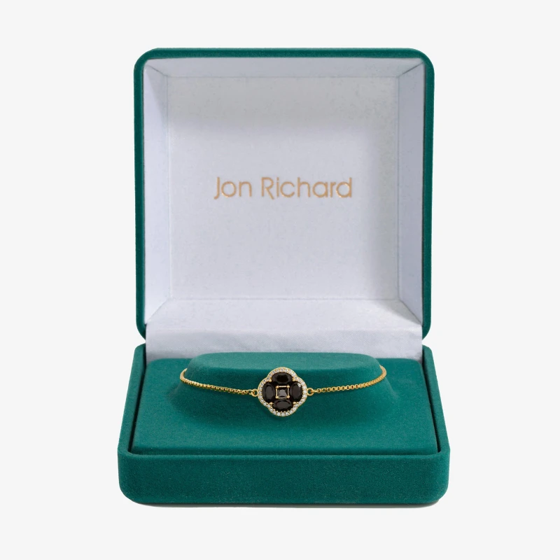 Image of Jon Richard Cubic Zirconia Jet Clover Toggle Bracelet Jewellery Sets One Size Gold 72244510000