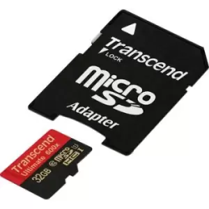 Image of Transcend Ultimate (600x) microSDHC card 32GB Class 10, UHS-I incl. SD adapter