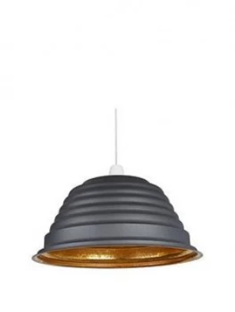 Image of Ridged Sanded Grey And Metallic Non-Electric Light Shade