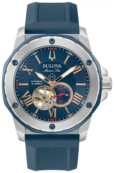 Image of Bulova 98A282 Mens Marine Star| Automatic Blue Dial Watch