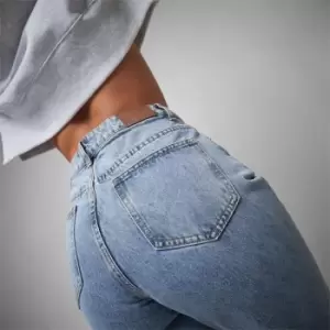 Image of Missguided High Waisted Straight Leg Jeans - Blue