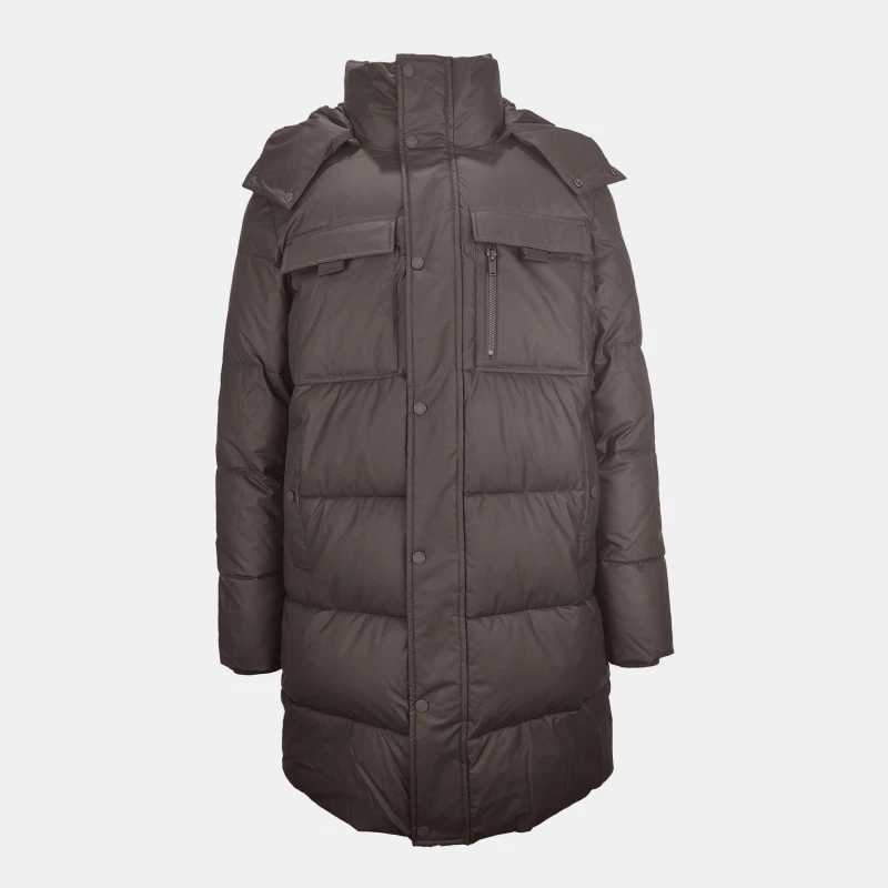 Image of Jack Wills Mens Hooded Long Puffer Jacket Black Coffee male S