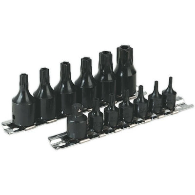 Image of Loops 13 PACK TRX Star SECURITY Socket Bit Set - 1/4" & 3/8" Square Drive BLACK OXIDE Black