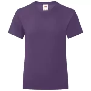 Image of Fruit Of The Loom Girls Iconic T-Shirt (3-4 Years) (Purple)