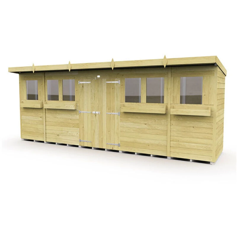 Image of Flat Pack Sheds DIY Sheds 18 x 4 Pent Summer Shed, Brown 18X4PSSFF