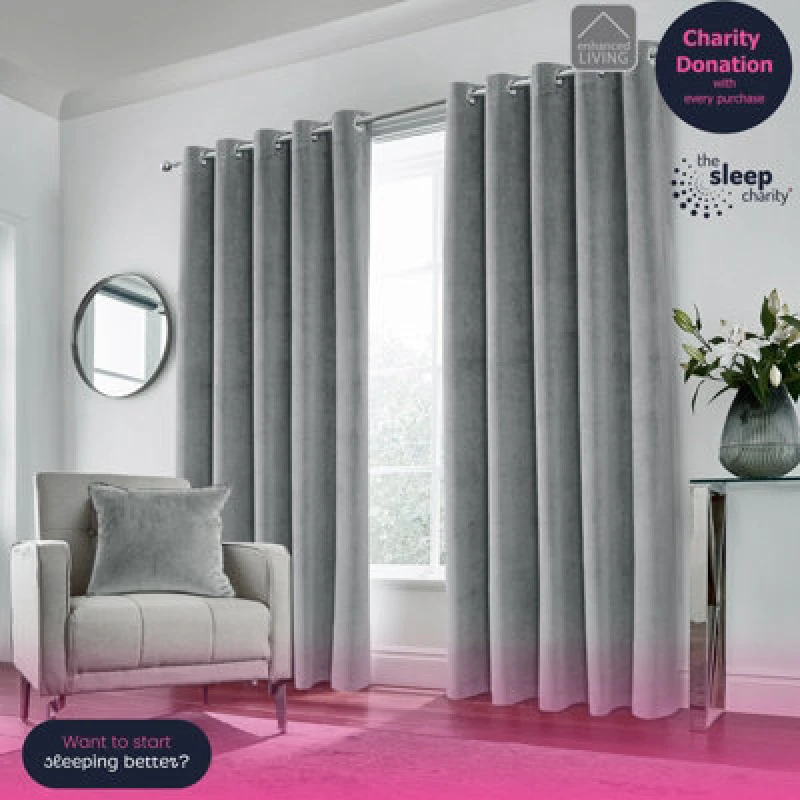 Image of Enhanced Living Hampton Velvet Curtain Black 167 x 229cm YK67610