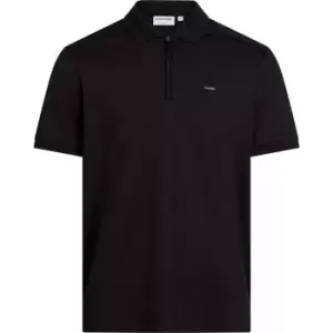 Image of Calvin Klein Mix Media Nylon Interlock Polo - Black
