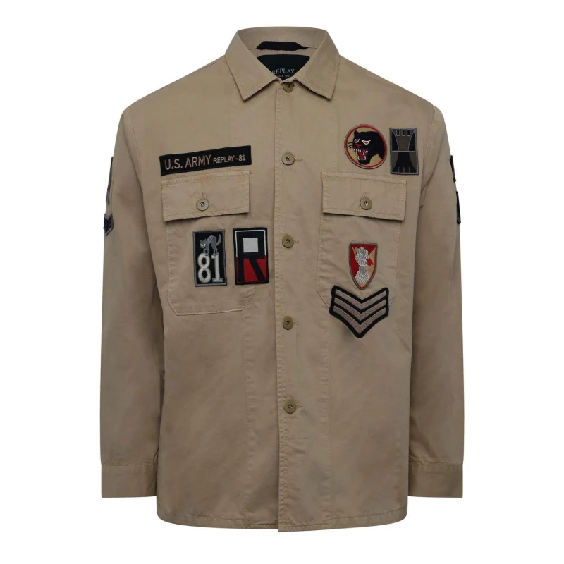 Image of Replay Classic Overshirt Beige male M