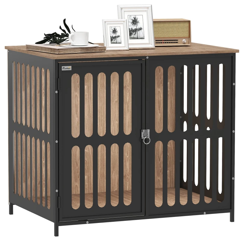 Image of PawHut Dog Crate Furniture with Anti-Chew Resistant Mesh for Dogs - Walnut Brown - Medium TJ Hughes 5063603910386