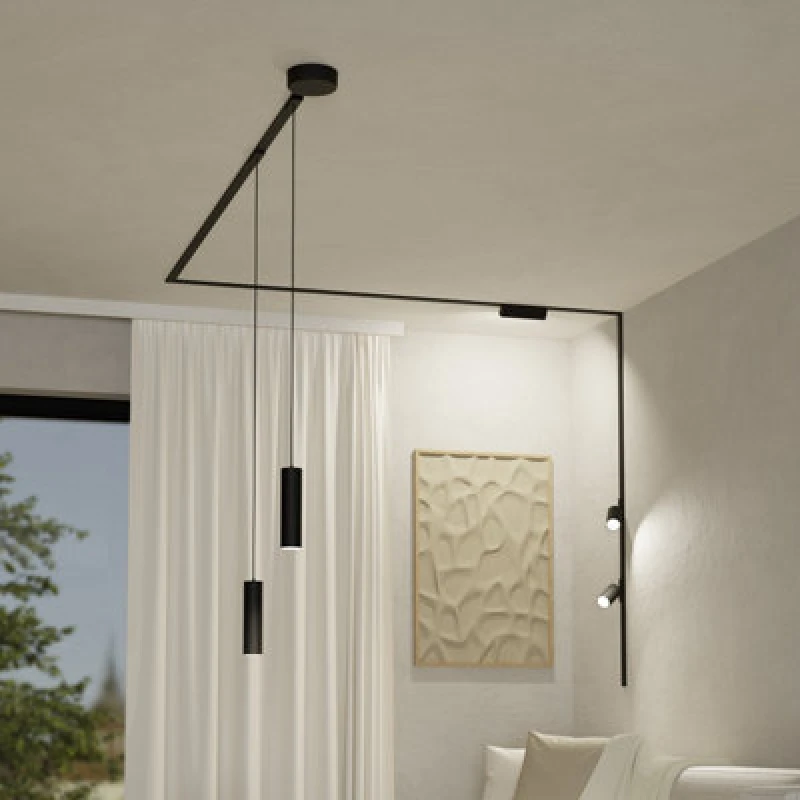 Image of EGLO Eglo Track Plus Single Pendant Light WBS in Black One Size Unisex 9008606323111