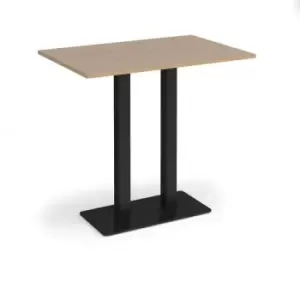 Image of Eros rectangular poseur table with flat Black rectangular base and twin uprights 1200mm x 800mm - kendal oak