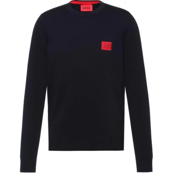 Image of Hugo Boss San Cassius Red Patch Logo Knitted Jumper Navy Size L Men
