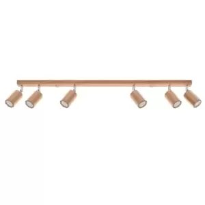 Image of Zeke Oak Octagon Ceiling Spotlight Bar Wood, 6x GU10