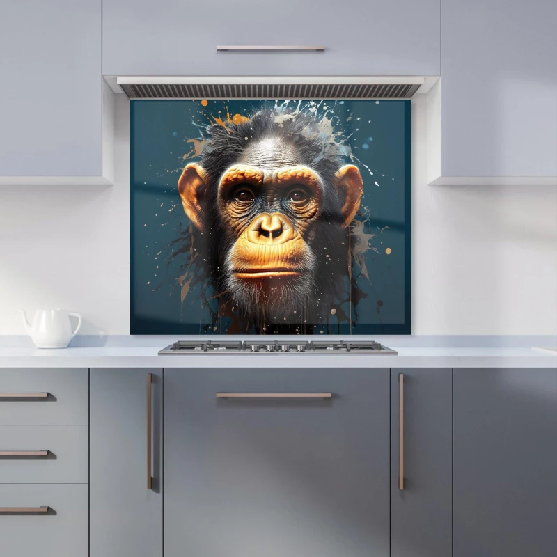 Image of Warren Reed - Designer Splashart Realistic Monkey Face Kitchen Splashback in Brown Size: 700mm x 750mm Brown Unisex 700mm x 750mm