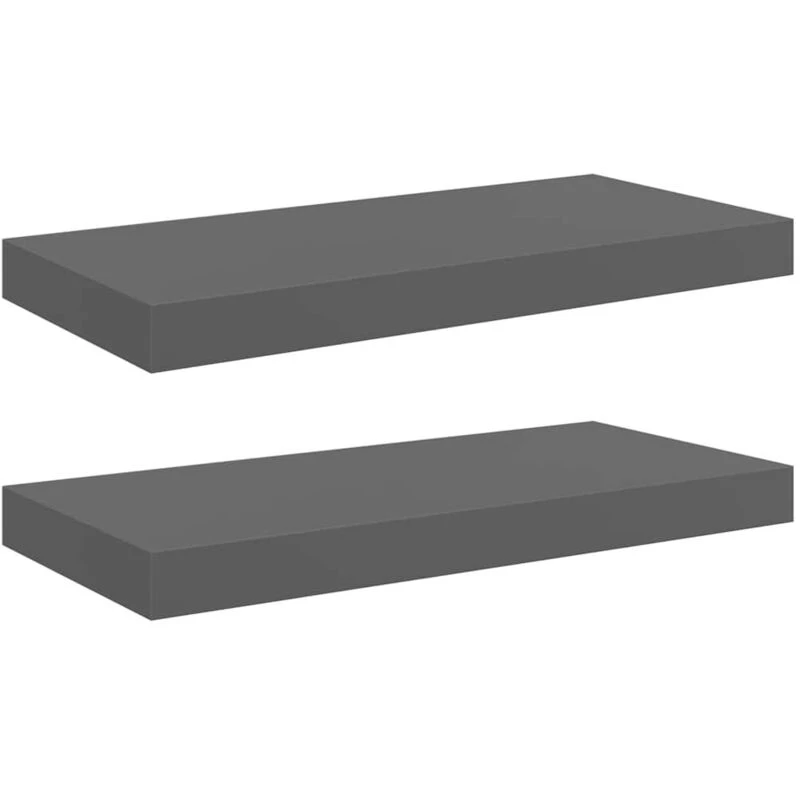 Image of VIDAXL Floating Wall Shelves 2 pcs High Gloss Grey 50x23x3.8cm MDF vidaXL 8720286074190