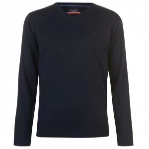 Image of Pierre Cardin V Neck Knit Jumper Mens - Navy