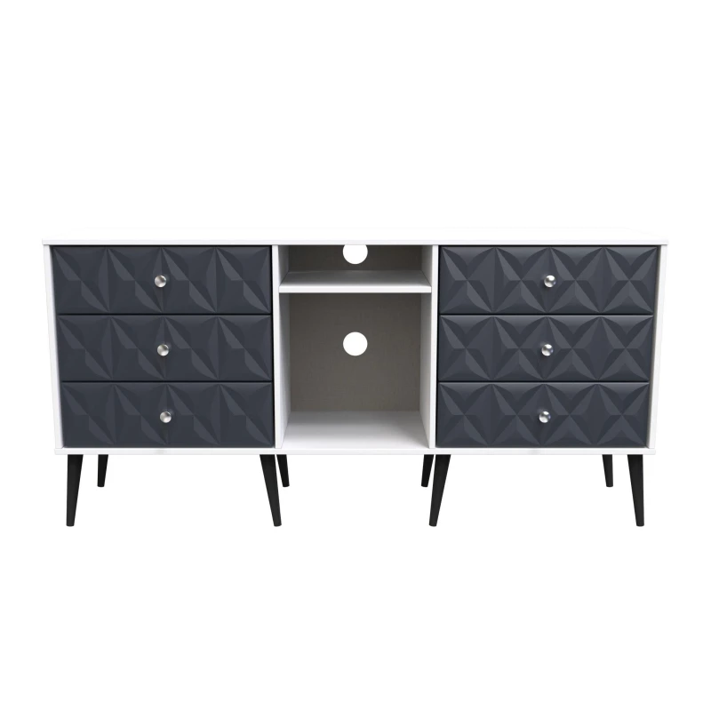 Image of Toledo 6 Drawer Sideboard In Indigo Matt & White (Ready Assembled)