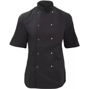 Image of Dennys Womens/Ladies Economy Short Sleeve Chefs Jacket / Chefswear (Pack of 2) (S) (Black) - Black