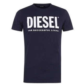 Image of Diesel Text Logo T Shirt - Blue