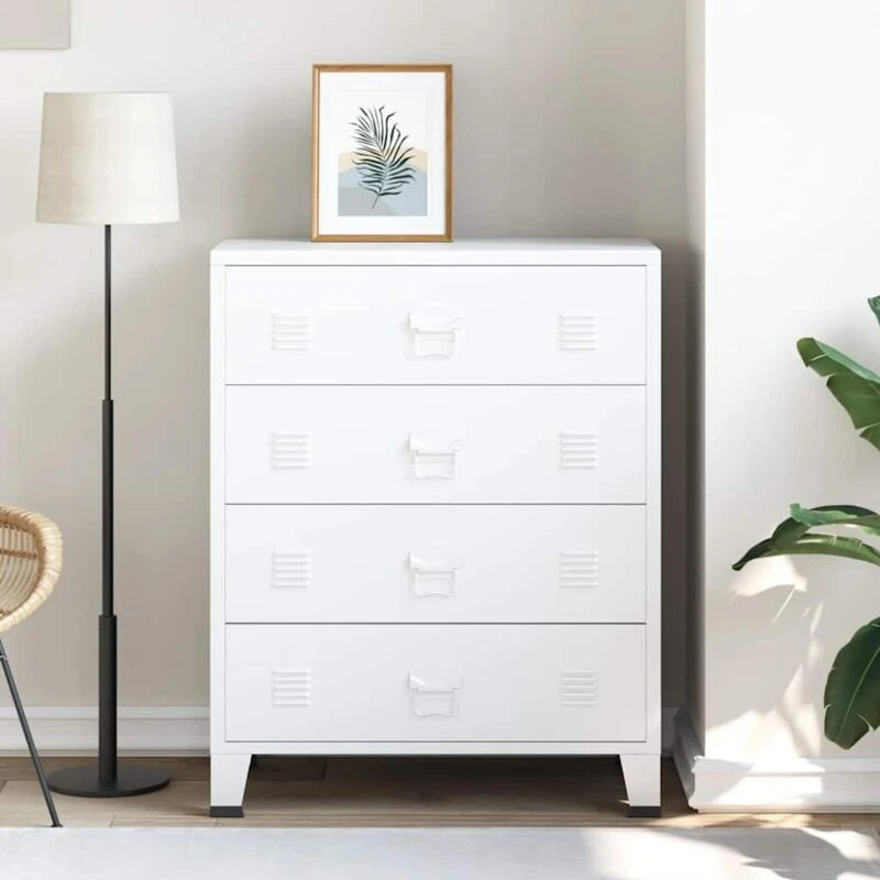 Image of VIDAXL Industrial Drawer Cabinet White 78x40x93cm Metal Vidaxl 8720286699515