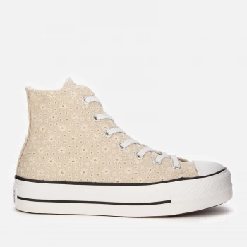 Image of Converse Womens Chuck Taylor All Star Lift Hi-Top Trainers - Farro/Natural Ivory/Vintage White - UK 3