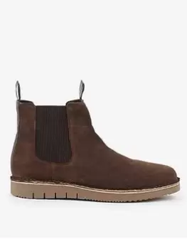 Image of Barbour Gable Suede Chelsea Boots, Dark Brown, Size 9, Men