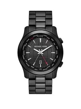 Image of Michael Kors Runway Black Dial Black Ip Bracelet Mens Watch