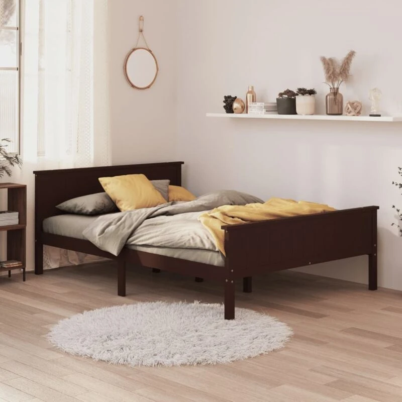 Image of VIDAXL Bed Frame without Mattress Dark Brown Solid Wood Pine 120x200cm Vidaxl 8720286579558