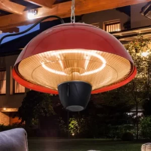Image of Alfresco Retro Hanging Electric Patio Heater with Pull Cord 1.5KW, Red