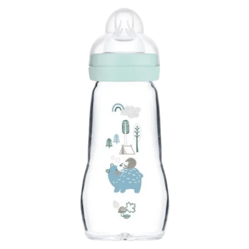 Image of MAM Feel Good Sky Hedgehogs Glass Feeding Bottle a 260 ml MAM-FED05-SKY