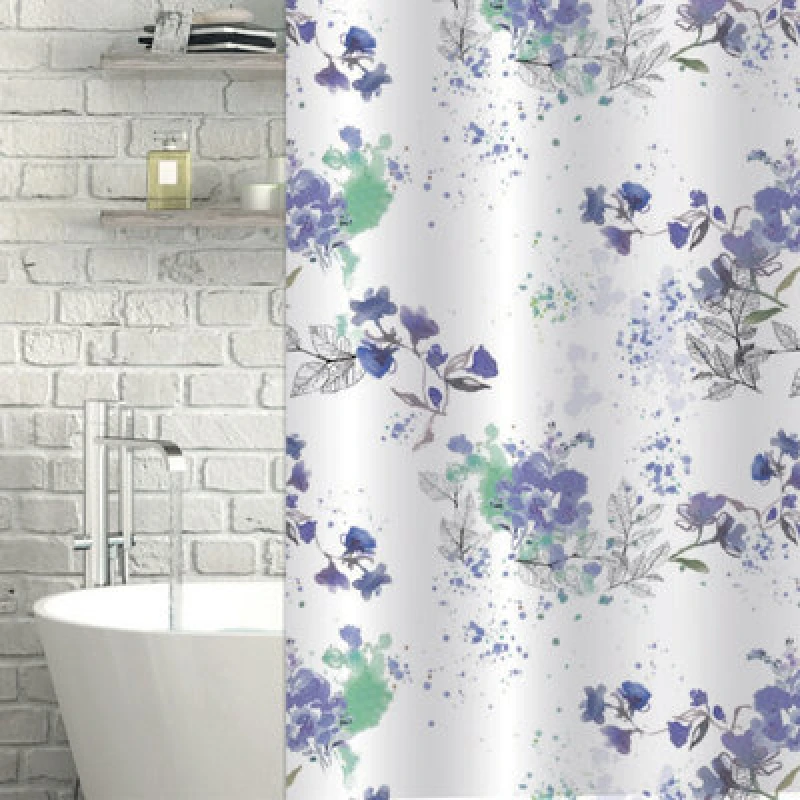 Image of Showerdrape Bouquet White Floral Shower Curtain, White BOUQSC
