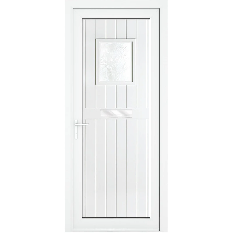 Image of Crystal Upvc Front Door Small Square Glass Chatsworth White Right Hand 920 X 2090Mm Obscure Glass, White RD3RHCHA92209
