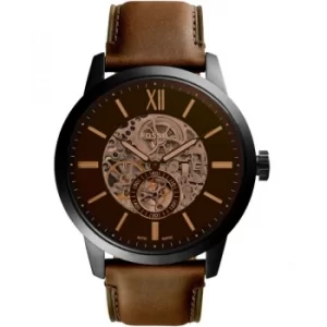 Image of Fossil Townsman 48mm Automatic Brown Leather Watch