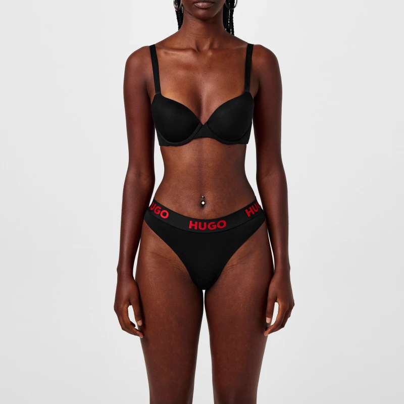 Image of Hugo Stretch Cotton Thong Black 001 female 8 (S)